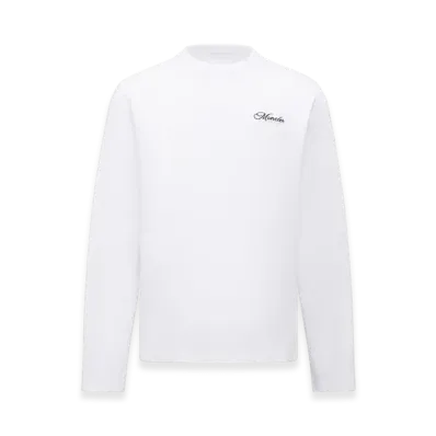 MONCLER Embroidered Logo Long Sleeve Cotton T-Shirt "White"