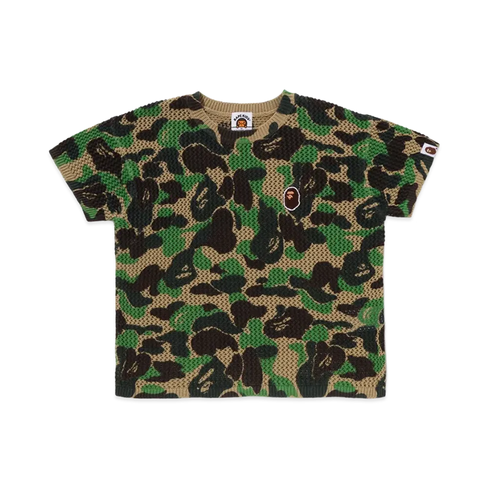 A BATHING APE Kids ABC Camo Crochet Knit Relaxed Fit Sweater "Green"
