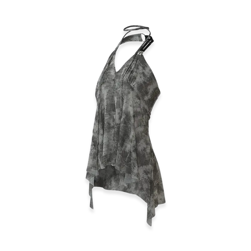 THEREDTHREAD S Clip Halter Tops Flare "Gray Mix"