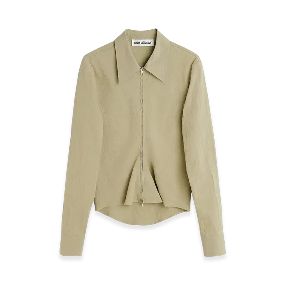 OUR LEGACY Women's Slim Zip Shirt "Dry Grass Rugged Lincot"