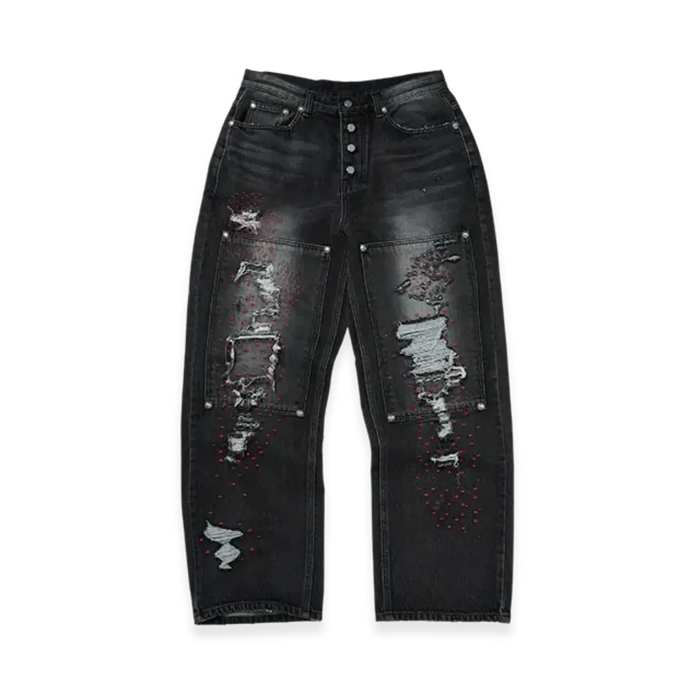 THUG CLUB Vintage Double Knee Pants "Black"