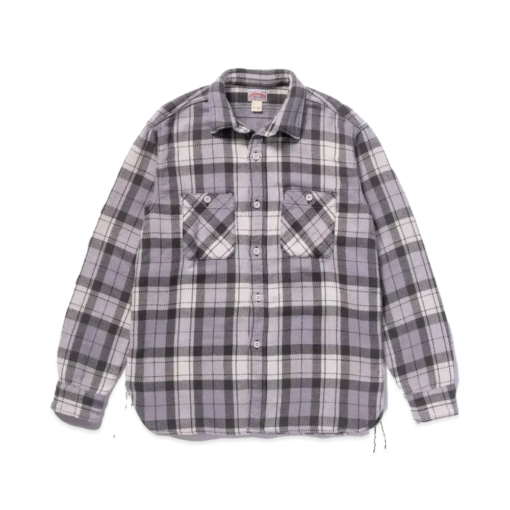 THE REAL McCOY'S 8HU Block Check Summer Flannel Shirt "Snow Grey"