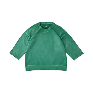 visvim JUMBO SWEAT 3/4 (UNEVEN DYE) "Green"