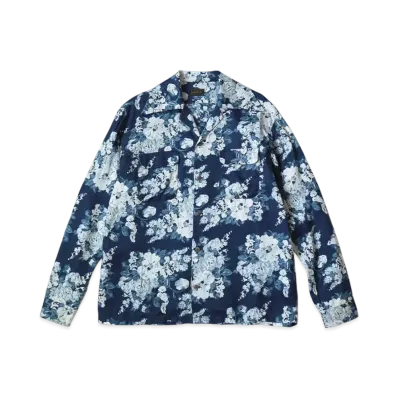 KAPITAL IDG French Cross Linen Champetre Langle Color Open Collar Shirt "Indigo"