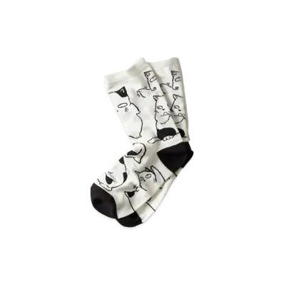 graniph x Urusei Yatsura Kotatsuneko Pattern Middle Socks "White"