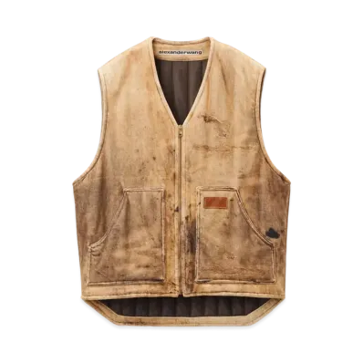 Alexander Wang Workwear Trompe Loeil Print Velor Oversized Vest "Tannin"