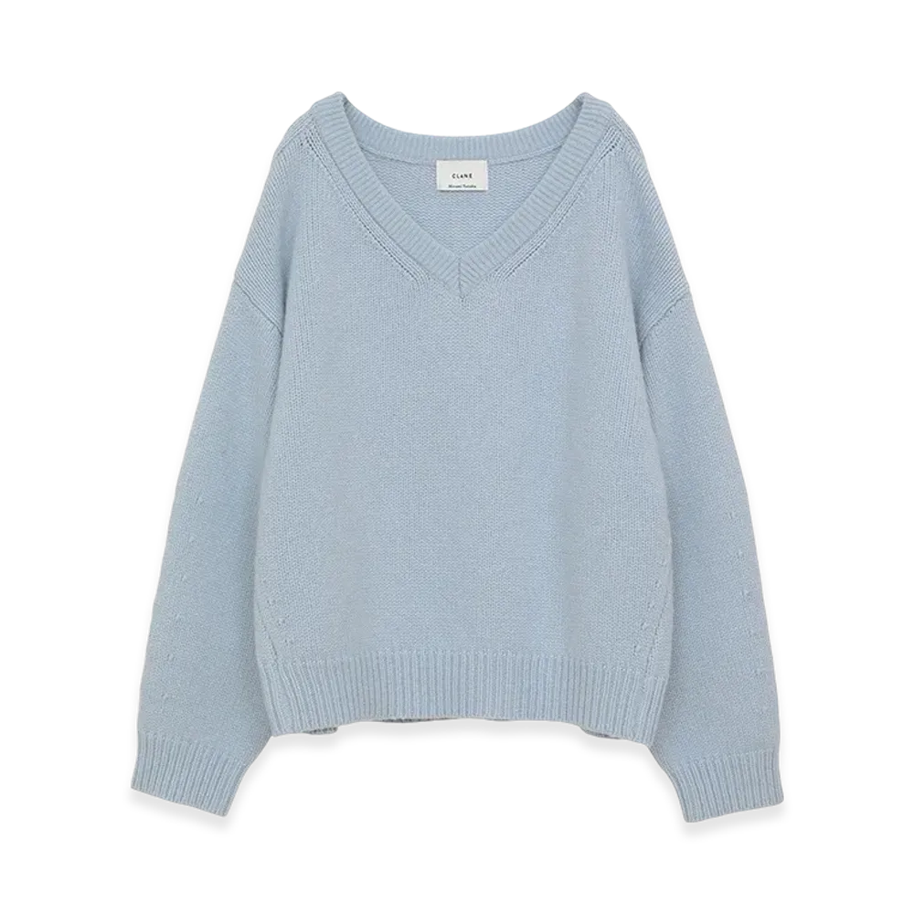 CLANE x Minami Tanaka V Neck Knit Tops "Sax"
