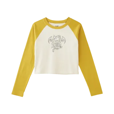 X-Girl Dragon Raglan L/S Baby Tee "Yellow"