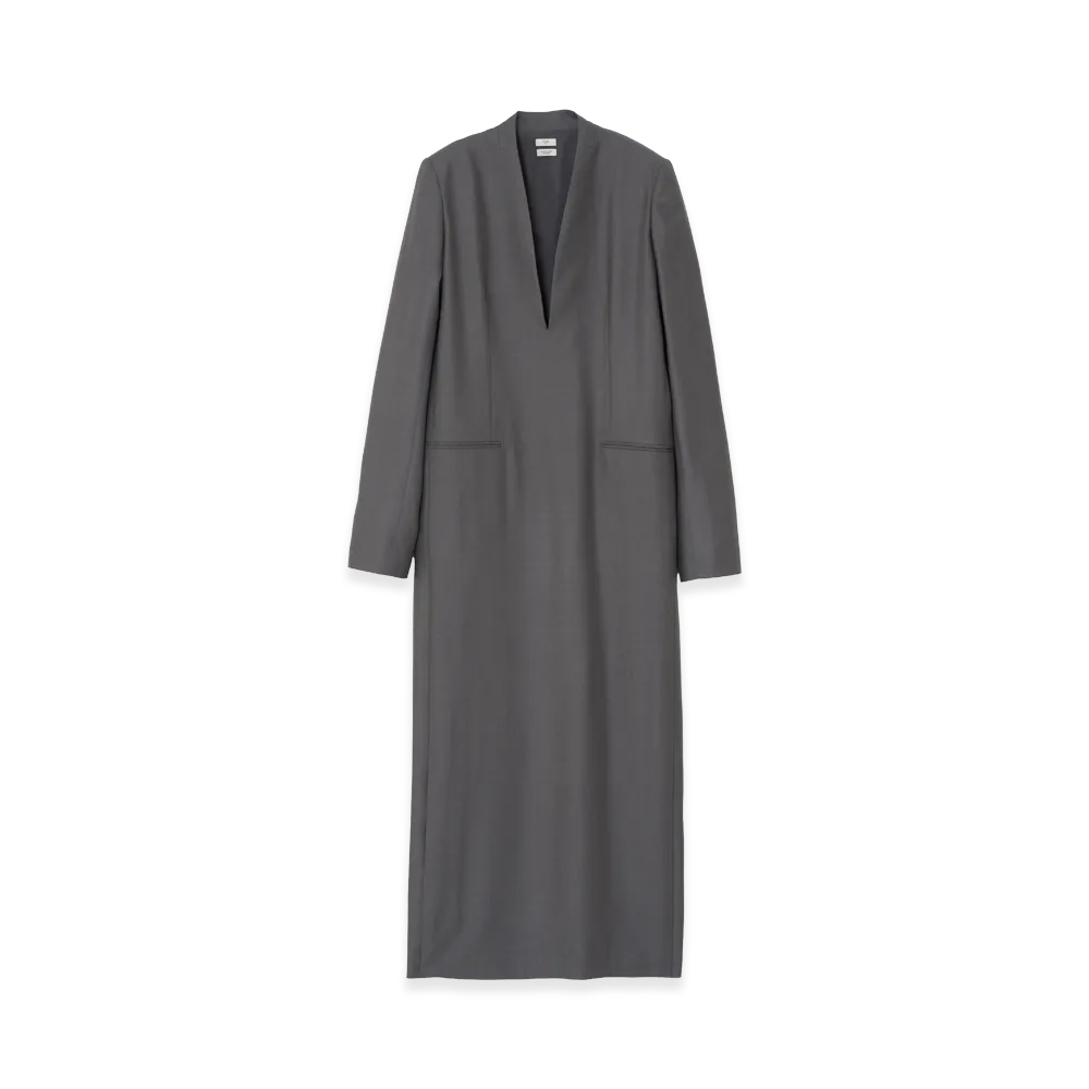 YOKE Super120's Wool Serge Long Dress "Gray"