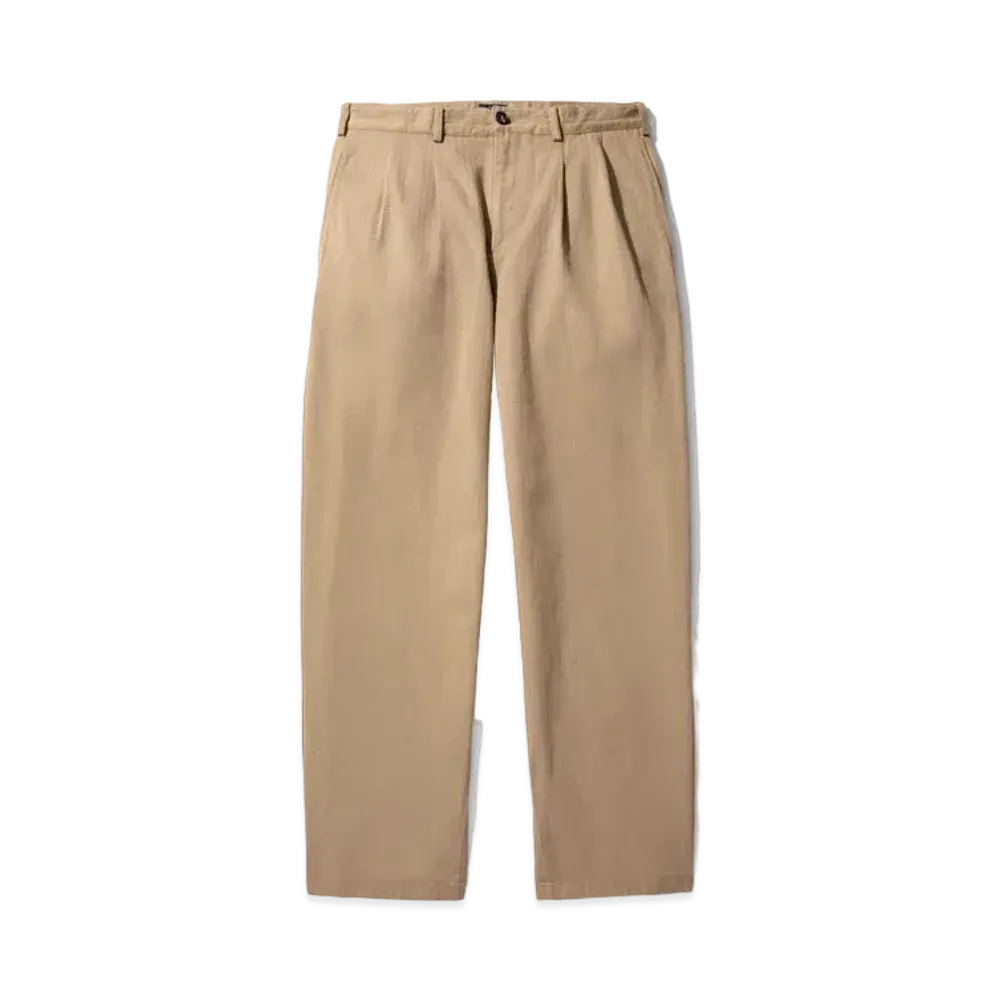 Noah Double-Pleat Herringbone Pant "Khaki"