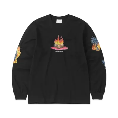 thisisneverthat Burning Palm Tree L/S Tee "Off Black"