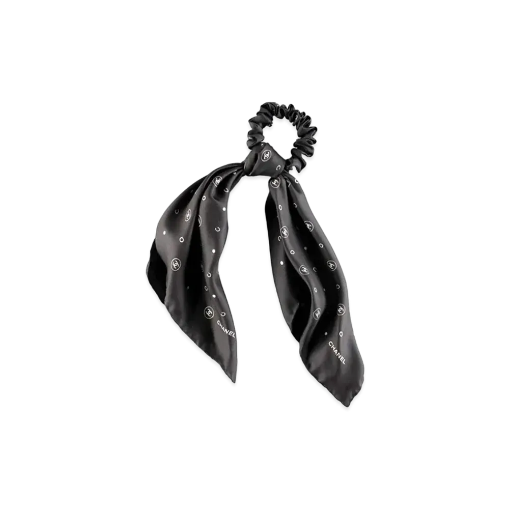 CHANEL Hair Accessory Silk Twill "Black/ Ecru"