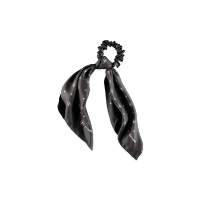 CHANEL Hair Accessory Silk Twill "Black/ Ecru"