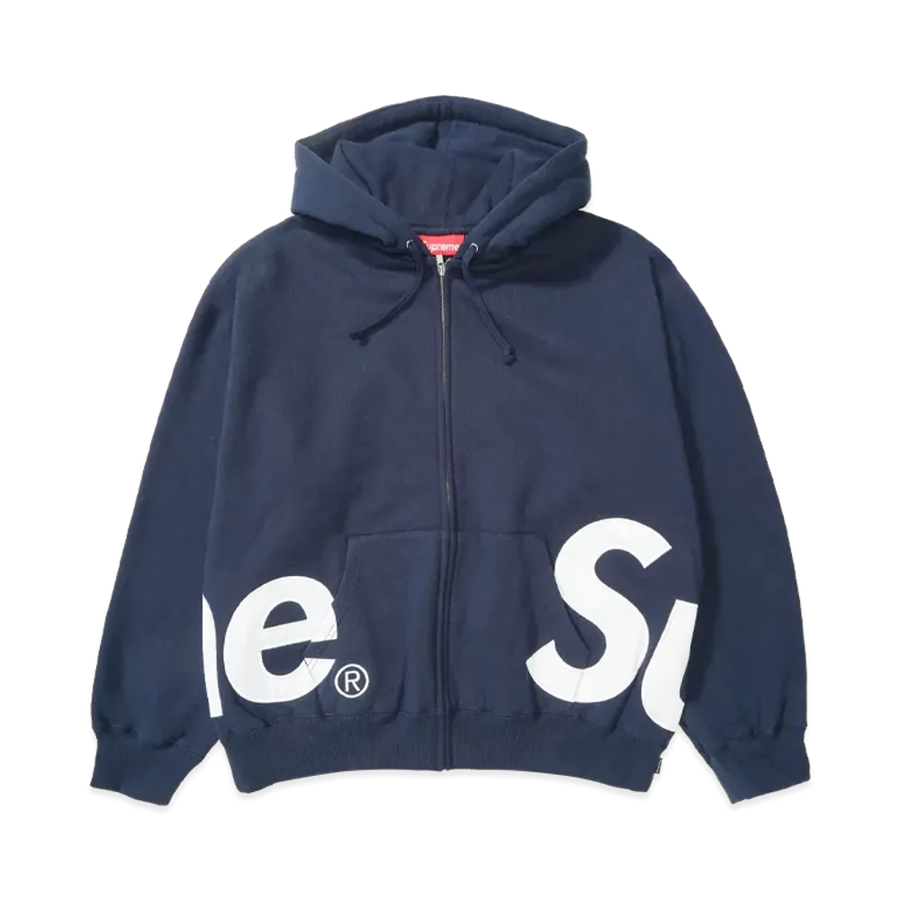 Supreme Big Logo Zip Up Hooded Sweatshirt "Navy"