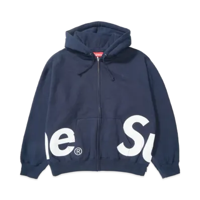 Supreme Big Logo Zip Up Hooded Sweatshirt "Navy"