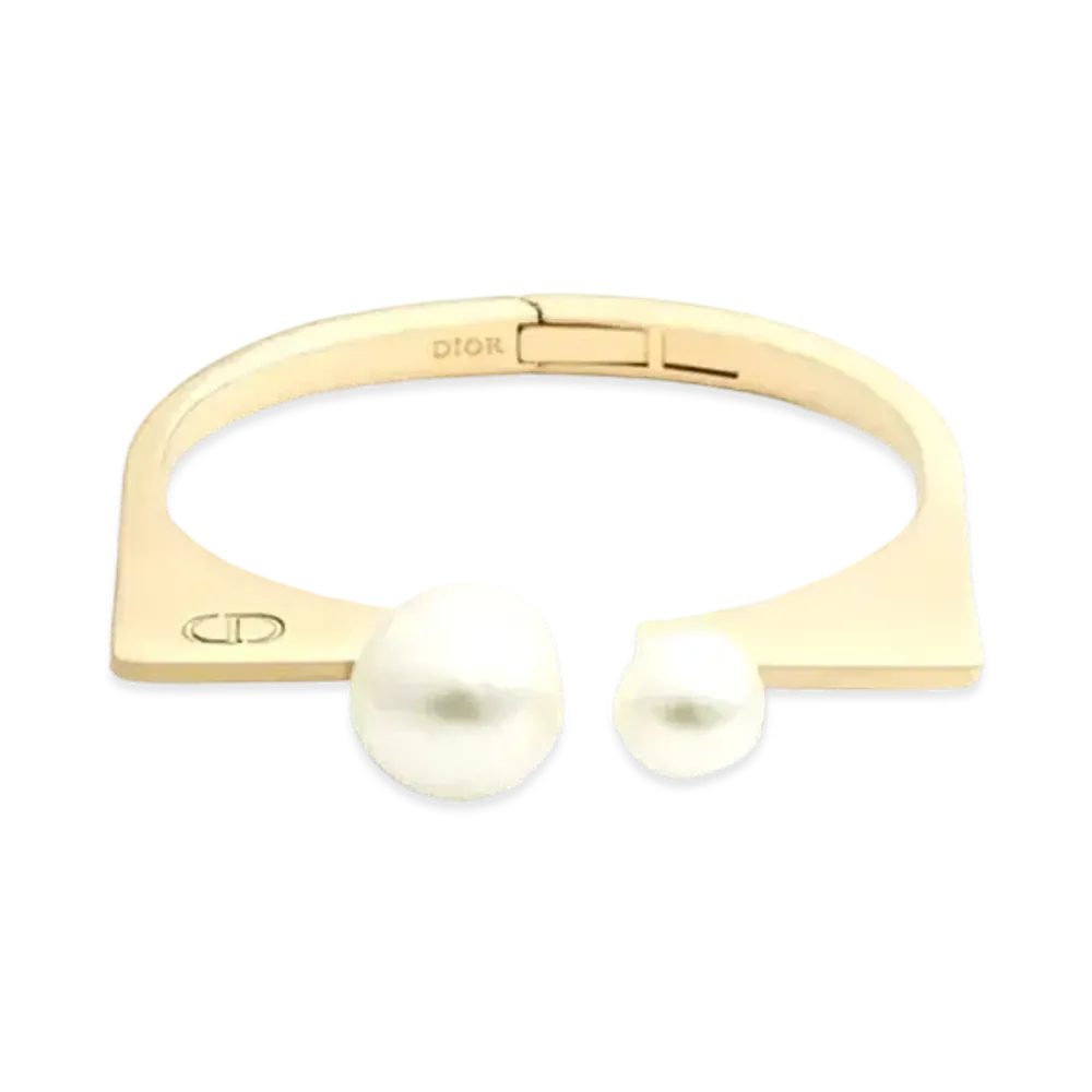 Dior Dior Tribales New Look Bangle Metal and Resin Pearls "Gold/White"