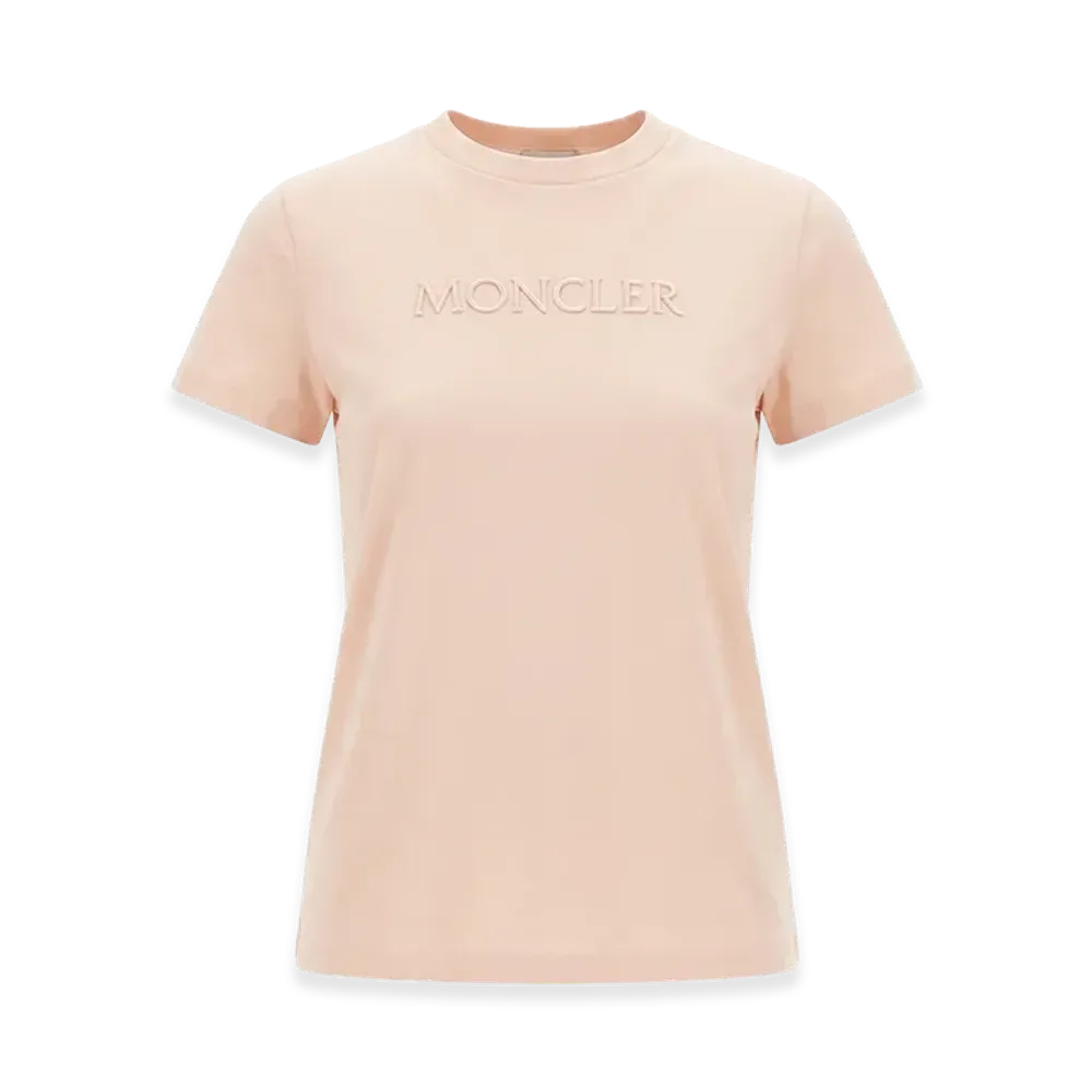 MONCLER Women's Cotton T-Shirt With Logo "Pink"