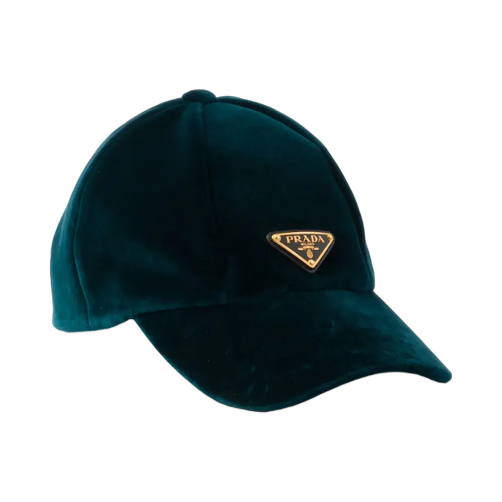 PRADA Velvet Baseball Cap "Dark Green"