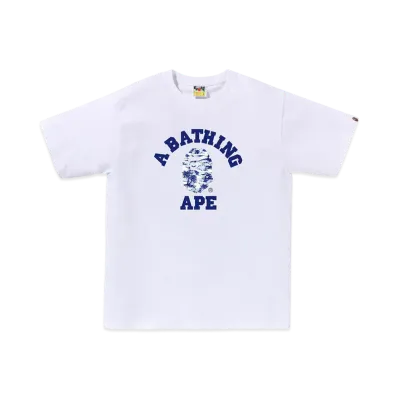 A BATHING APE Palm Tree Camo College Tee "White/Blue"