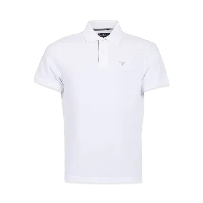 Barbour Tartan Switching Short Sleeve Polo Shirt "White"