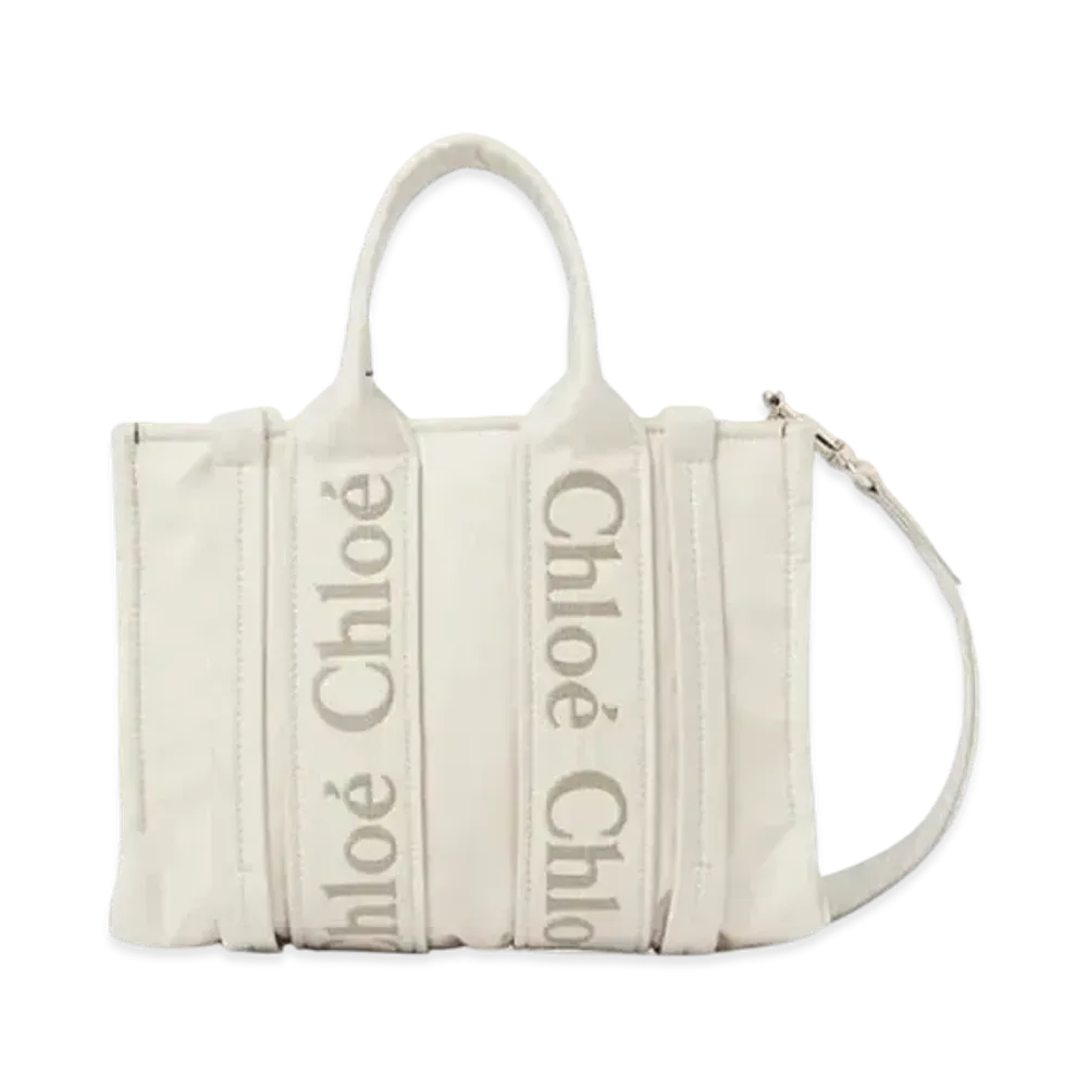 Chloe Small Woody Tote Bag "Dusty Ivory"