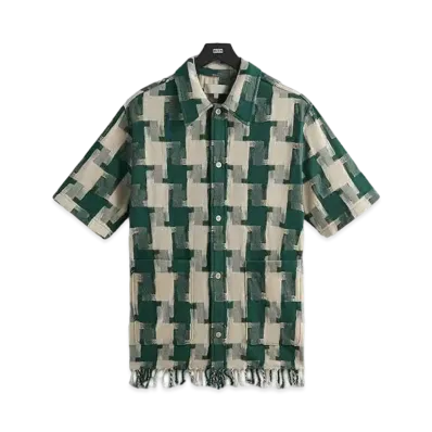 Kith Jumbo Houndstooth Boxy Collared Overshirt "Conifer"