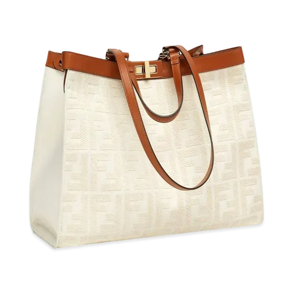 FENDI Peekaboo X-Tote Canvas Bag "White"