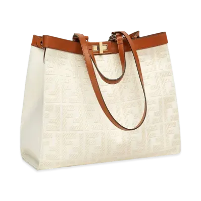 FENDI Peekaboo X-Tote Canvas Bag "White"
