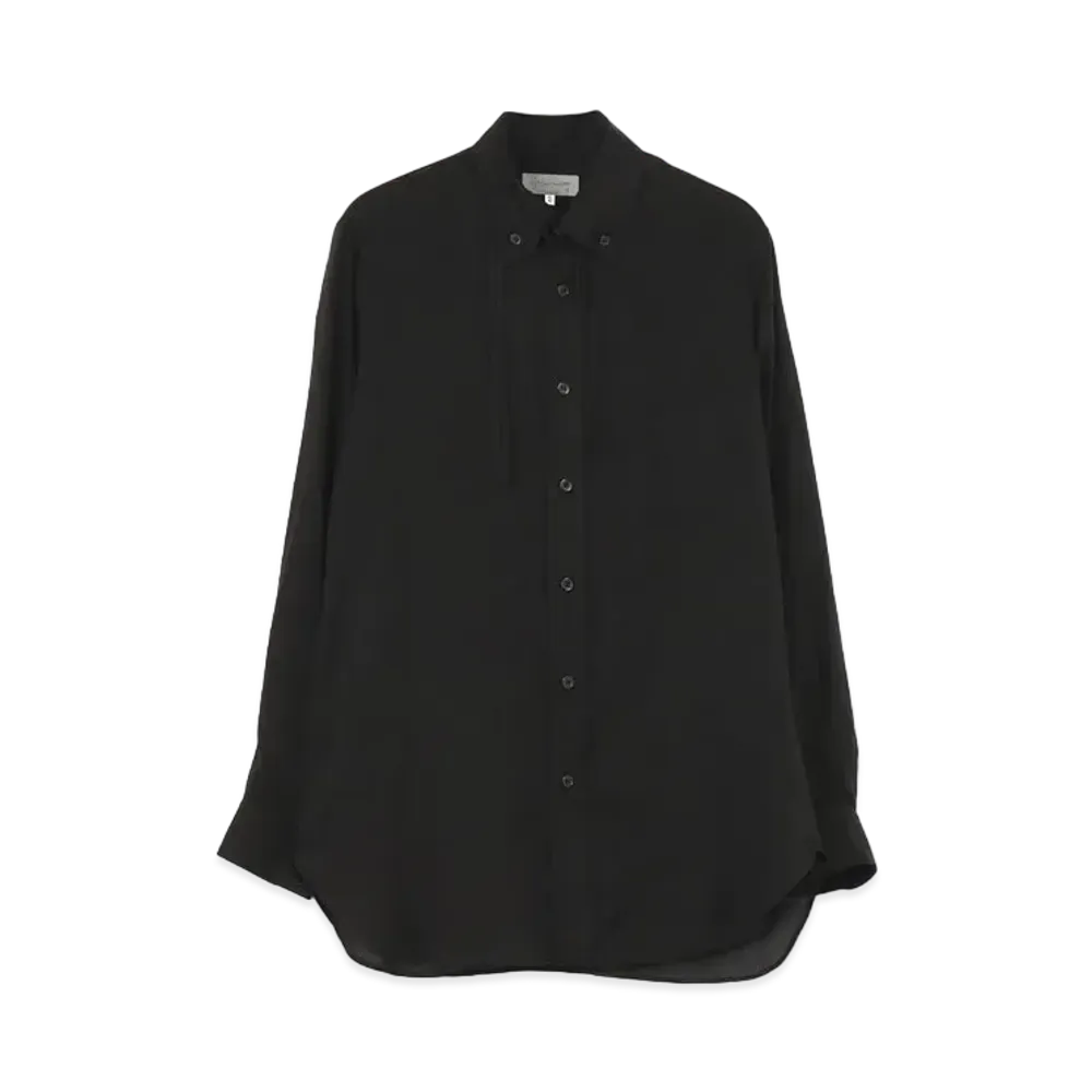 Yohji Yamamoto Pour Homme CELLULOSE LAWN STAND COLLAR LOOP BLOUSE "Black"