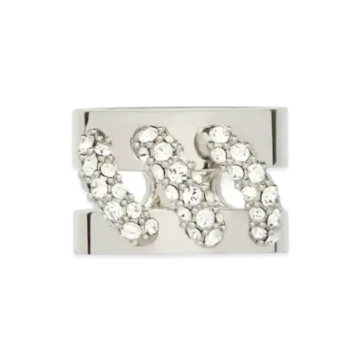 GIVENCHY Stitch Ring In Metal with Crystals "Silver"