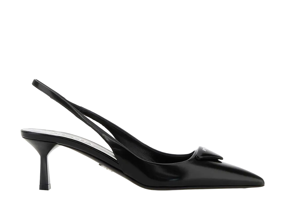 PRADA Women's Triangle Logo Slingback "Black"