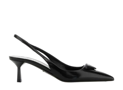PRADA Women's Triangle Logo Slingback "Black"
