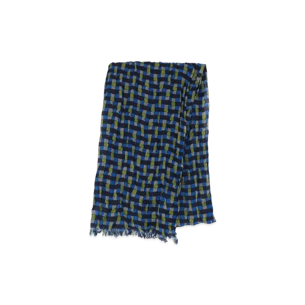 Yohji Yamamoto Pour Homme W/PLAIN WEAVE OVERPT CHECK PRINT STOLE "Green"