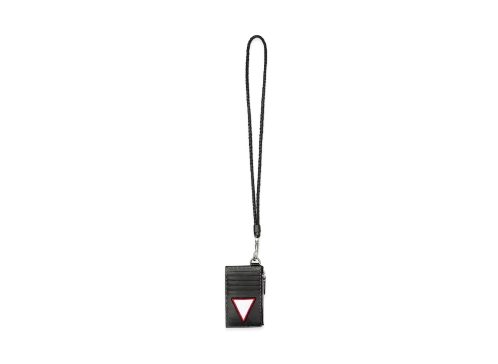 Burberry Badge Applique Leather Card Case Lanyard "Black"