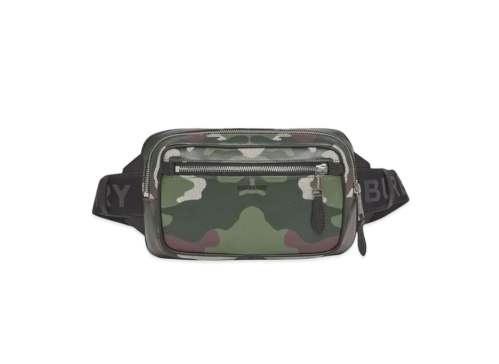 Burberry Camouflage Print Cotton Canvas Bum Bag "Mangrove Green"