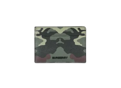 Burberry Camouflage Print Leather Card Case "Mangrove Green"