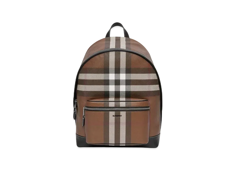 Burberry Check E Canvas Backpack "Dark Birch Brown"