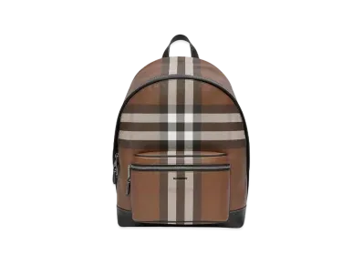 Burberry Check E Canvas Backpack "Dark Birch Brown"
