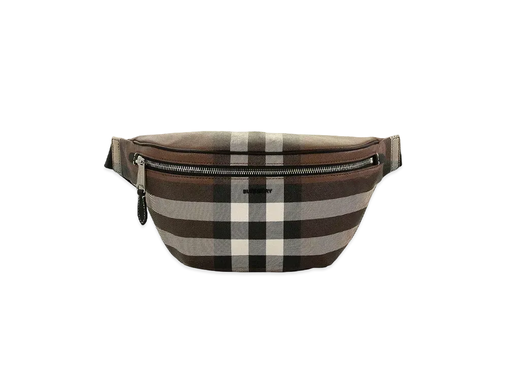 Burberry Check E Canvas Bum Bag "Dark Birch Brown"