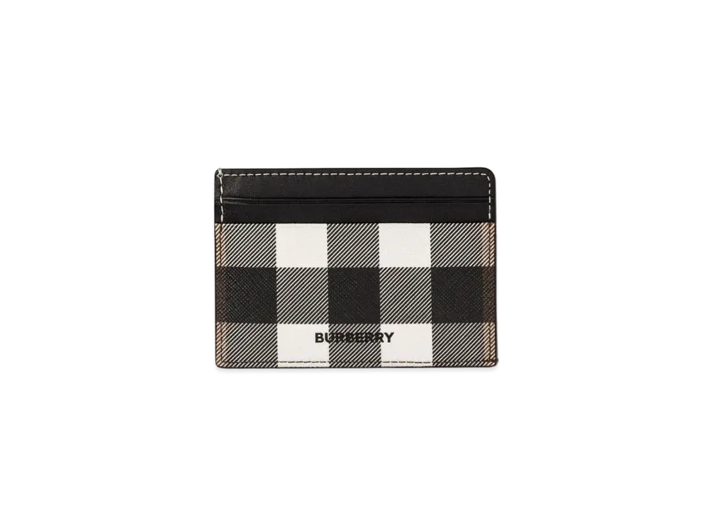 Burberry Check E-canvas and Leather Card Case "Dark Birch Brown"