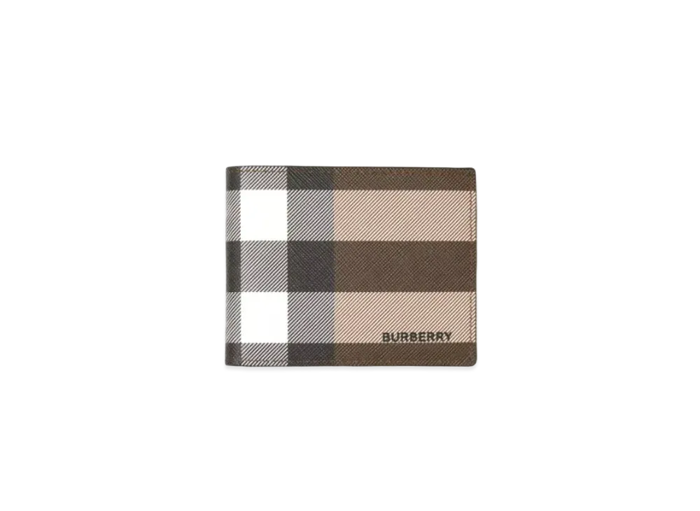 Burberry Check E-canvas Bifold Wallet "Dark Birch Brown"