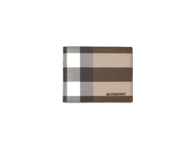 Burberry Check E-canvas Bifold Wallet "Dark Birch Brown"