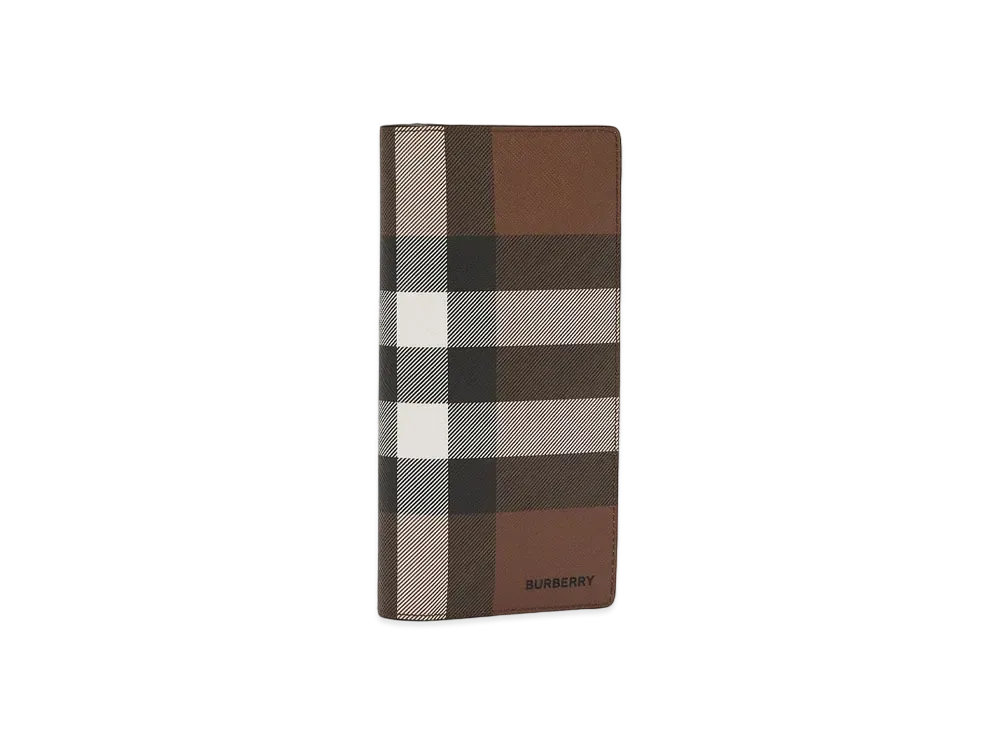 Burberry Check E-canvas Continental Wallet "Dark Birch Brown"