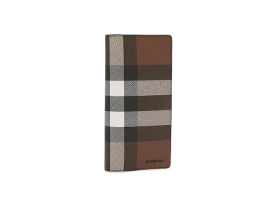 Burberry Check E-canvas Continental Wallet "Dark Birch Brown"