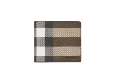 Burberry Check E-canvas International Bifold Coin Wallet "Dark Birch Brown"