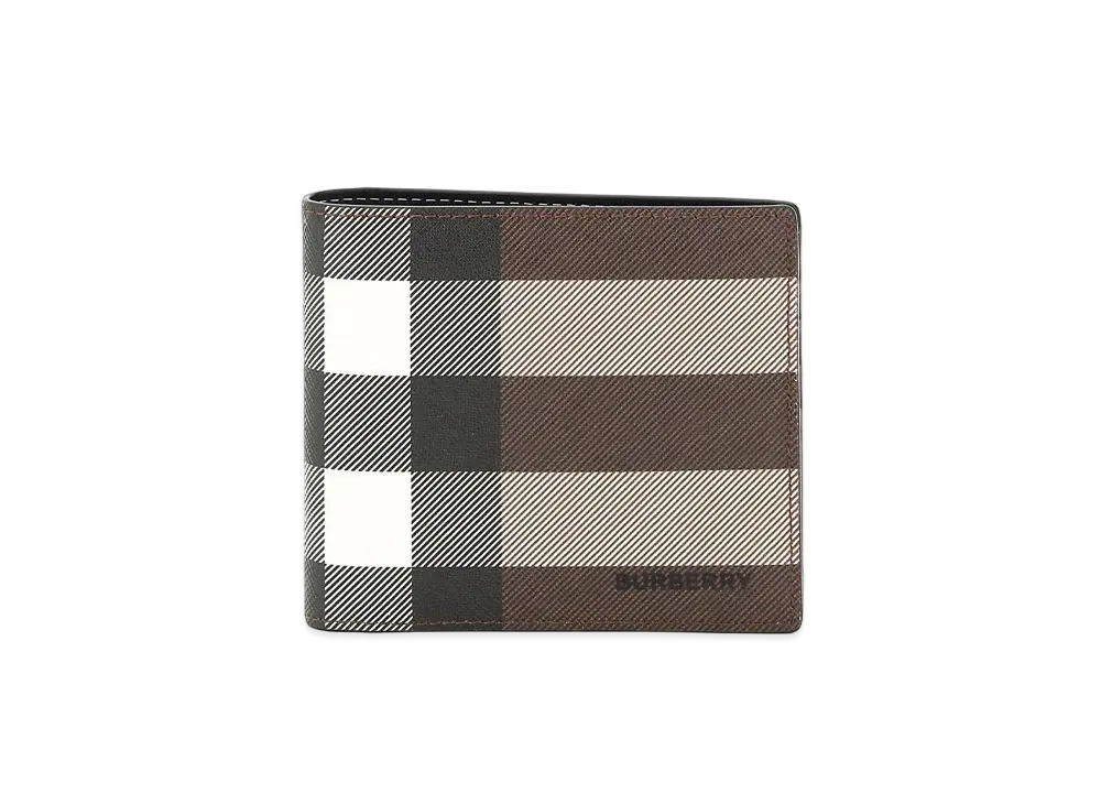 Burberry Check E-canvas International Bifold Wallet "Dark Birch Brown"
