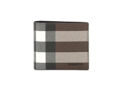 Burberry Check E-canvas International Bifold Wallet "Dark Birch Brown"