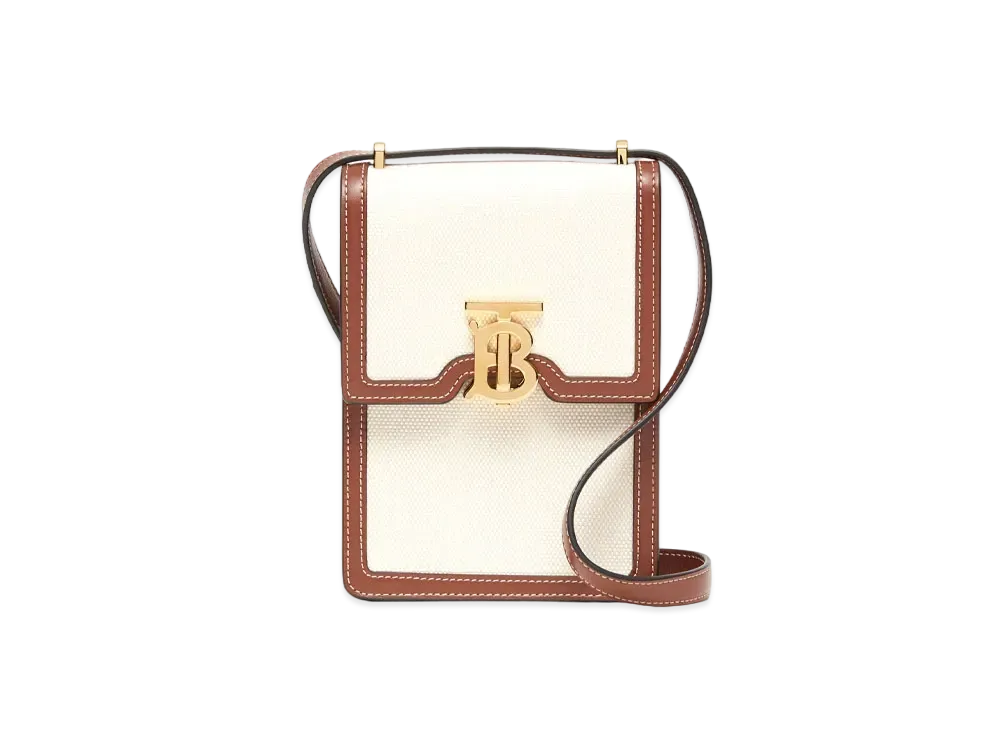 Burberry Cotton Canvasleather Robin Bag "White/Tan"