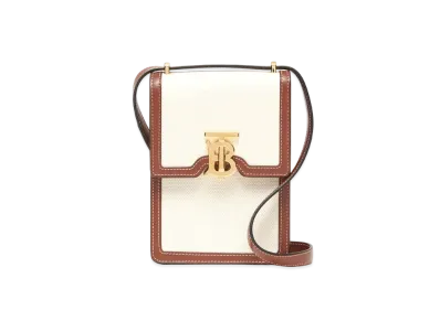 Burberry Cotton Canvasleather Robin Bag "White/Tan"