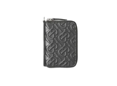 Burberry Embossed Monogram Leather Card Case Lanyard "Black"